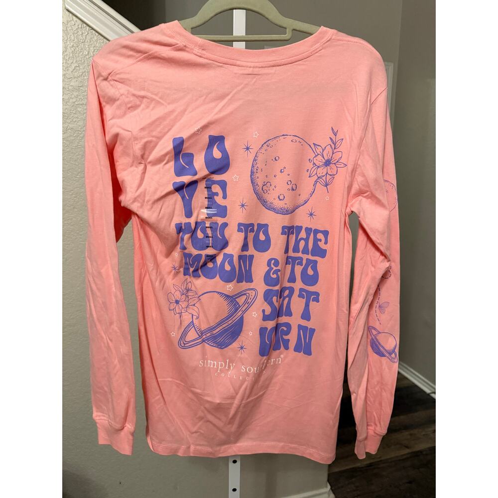 Simply southern love you pink long sleeve graphic Tee Size Small NWT - Picture 2 of 3